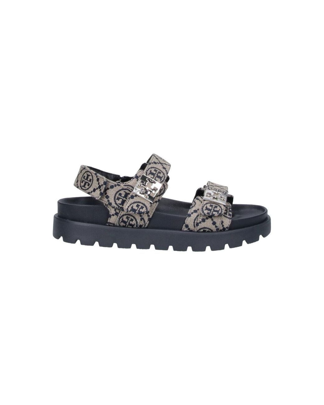Tory Burch Blue Logo Jacquard Platform Sandals