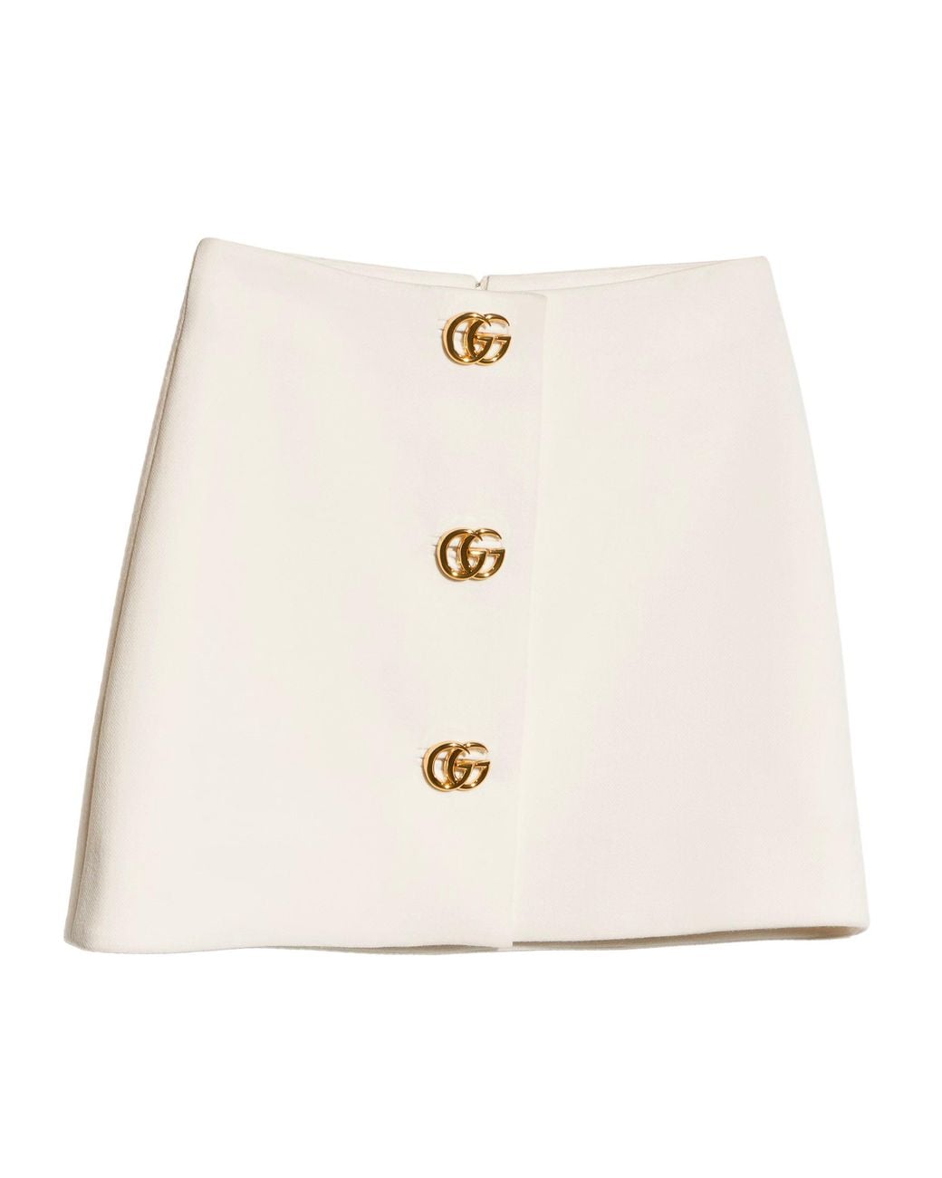 Gucci Natural Double G Button Lined Mini Skirt