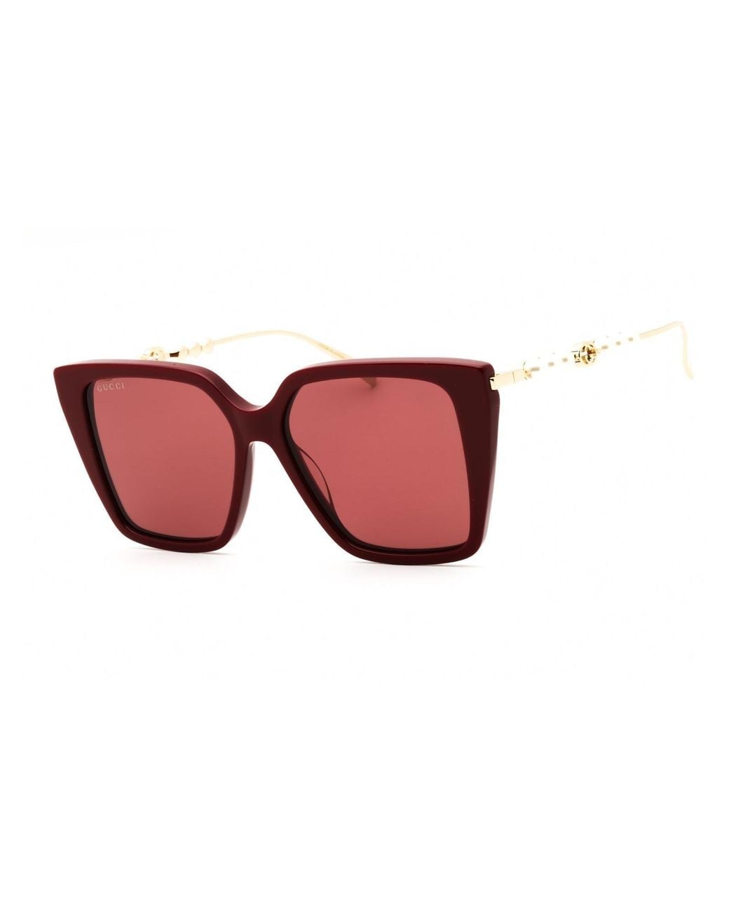 Gucci Red Sleek Rectangular Mini Sunglasses