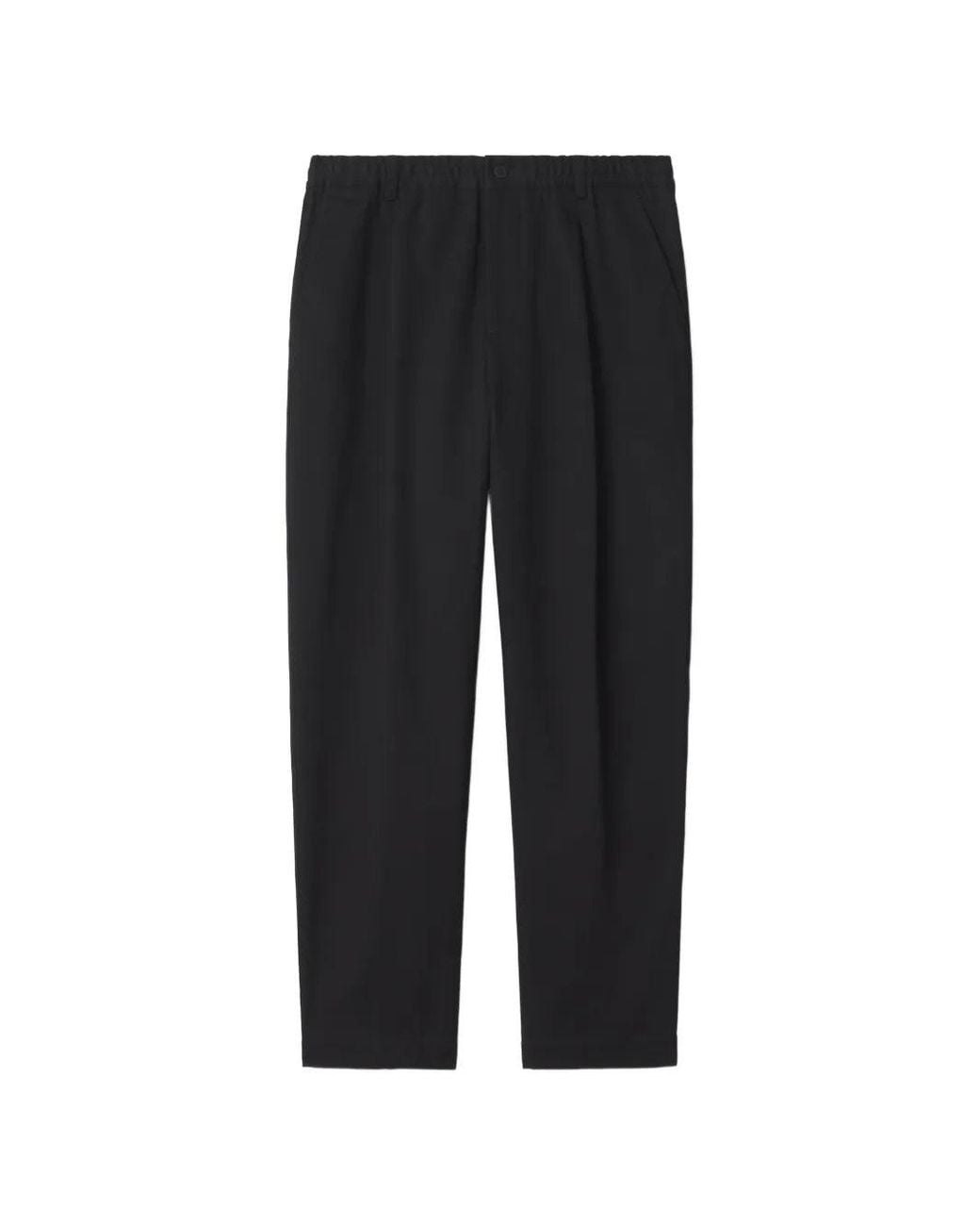 Maison Kitsuné Black Elasticated Pleated Pants for men