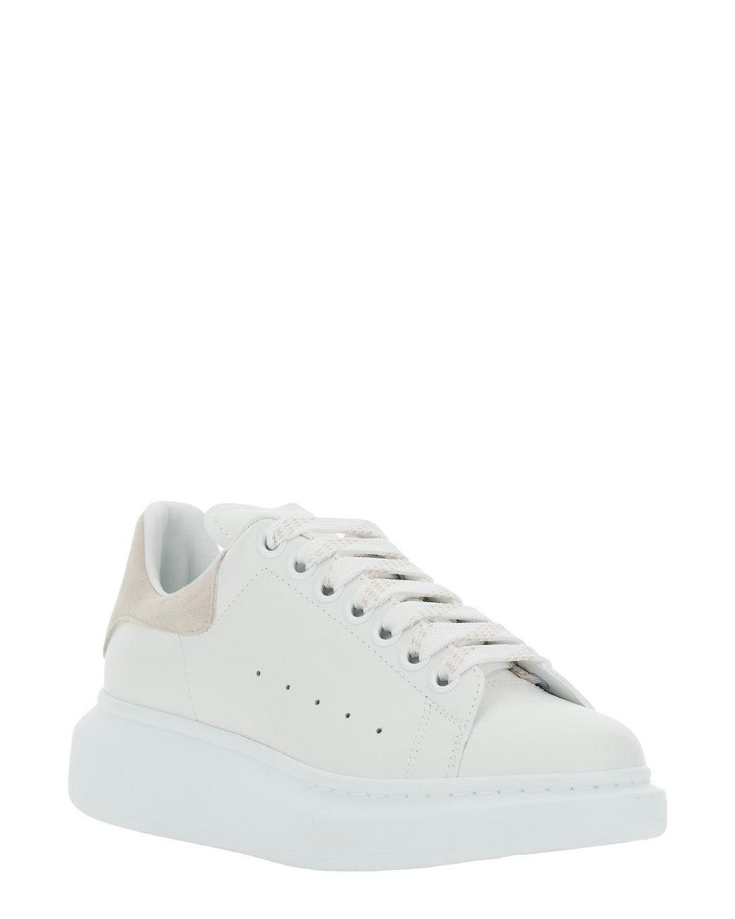 McQueen White Oversized Round Toe Sneakers For