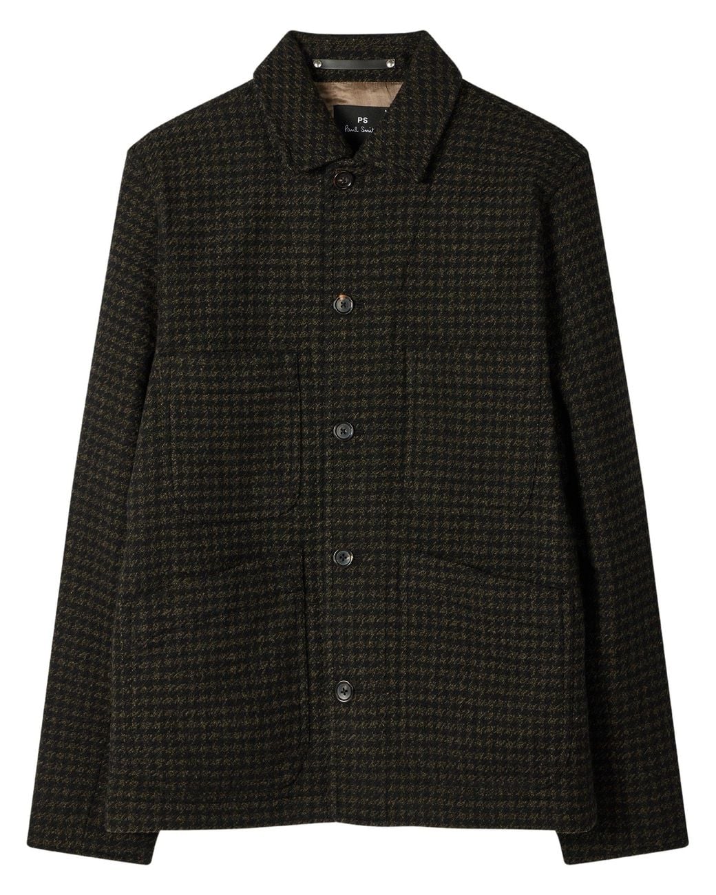 Paul Smith Black Wool-Blend Dogtooth Pattern Jacket With Four Patch Pockets for men