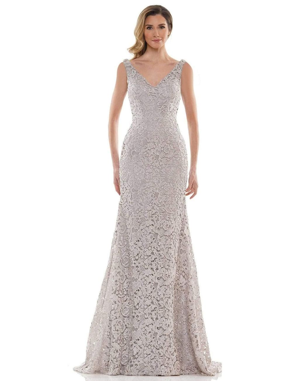 V Neck Embroidered Trumpet Dress 