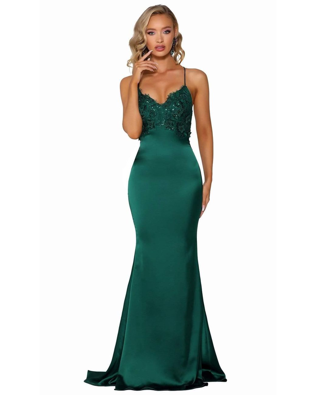 portia and scarlett emerald gown