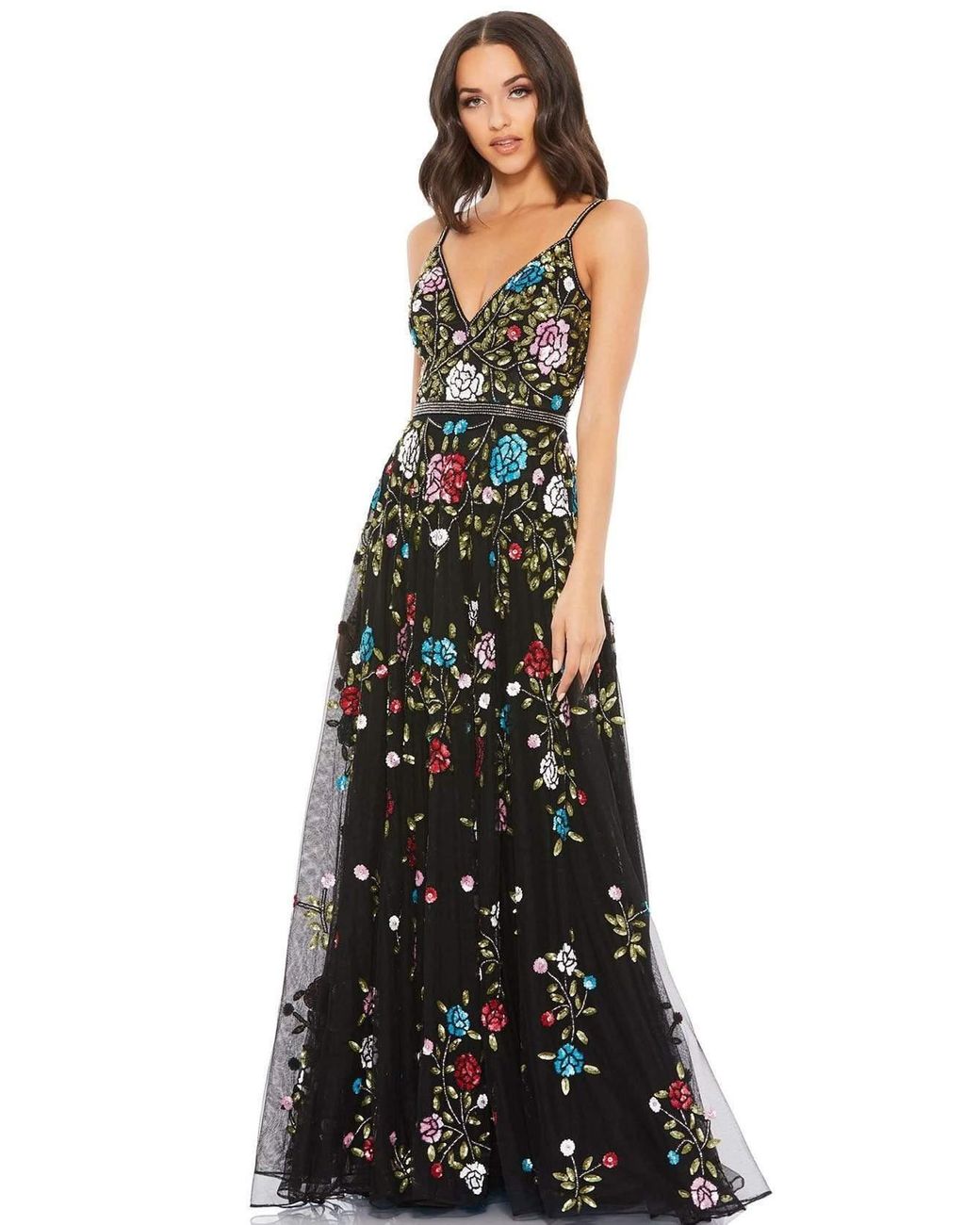 adrianna papell floral beaded godet gown night plum