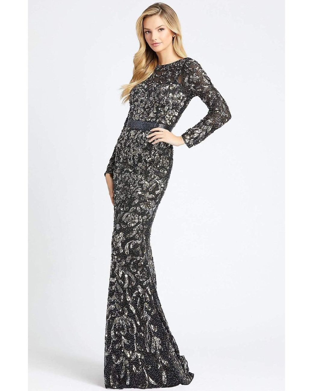 mac duggal iridescent sequin gown