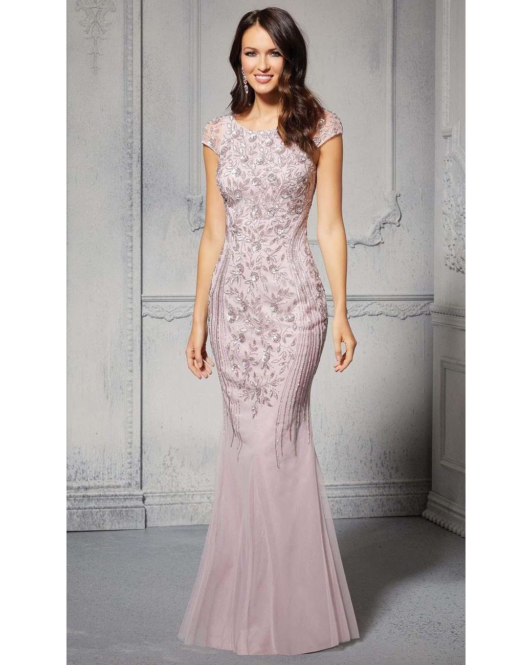 Mori Lee 72405 Floral Beaded Trumpet 