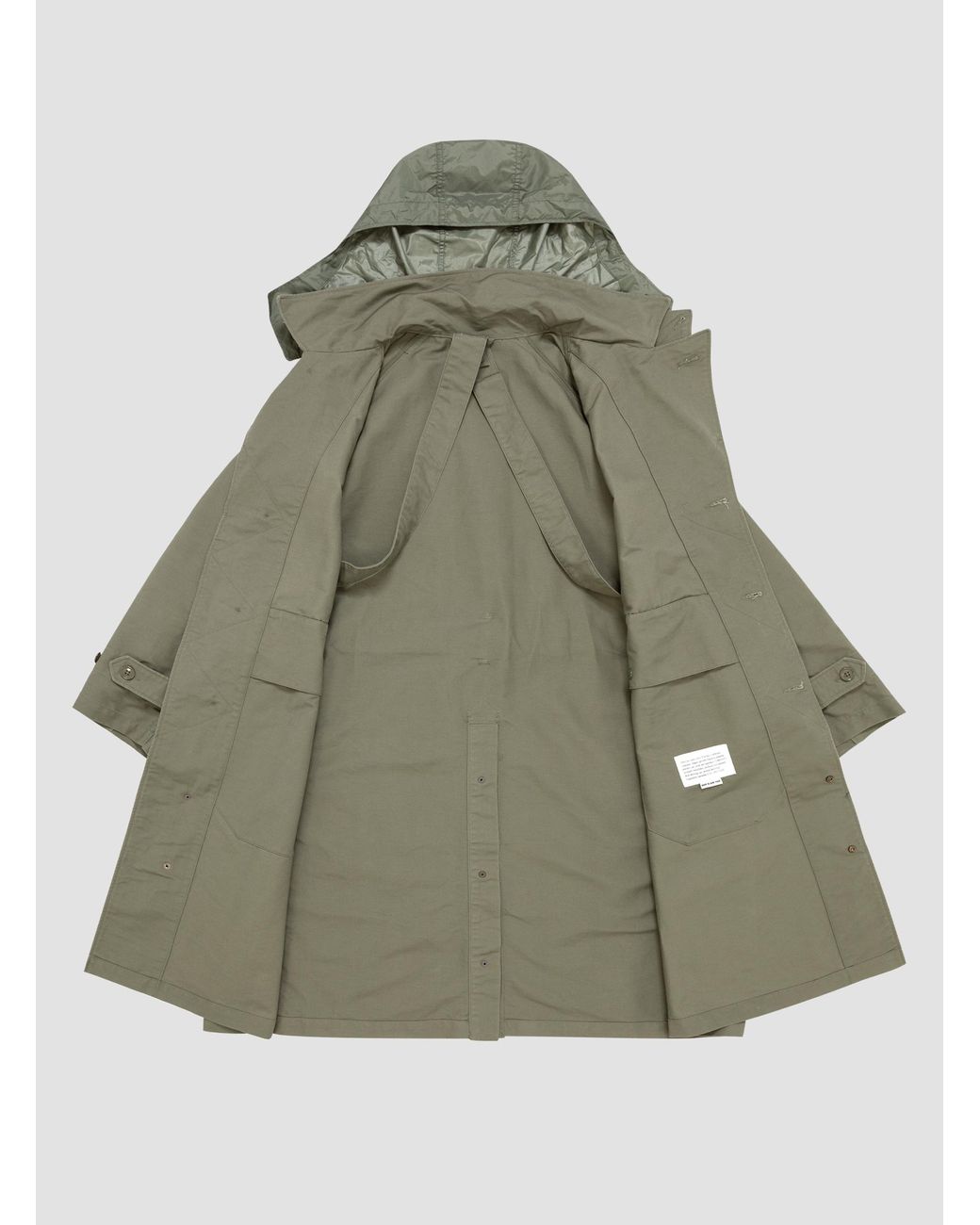Engineered Garments Men's Green Drizzler Coat Cotton Double Cloth