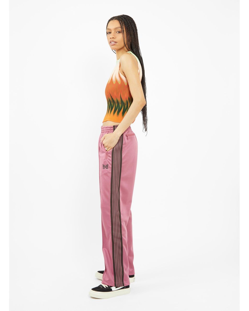 Needles Poly Smooth Track Pants Smoke Pink | Lyst