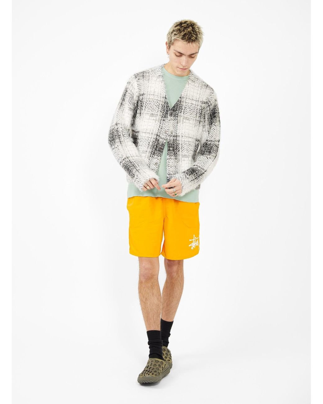 Stussy Hairy Plaid Cardigan White for Men | Lyst