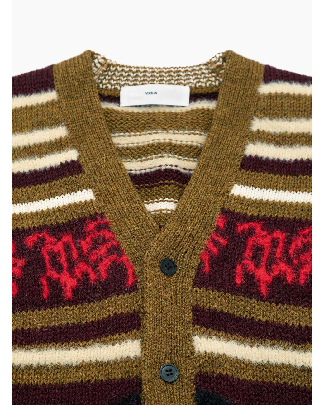 Toga Virilis Wool Jacquard Knit Cardigan Dark Red for Men | Lyst
