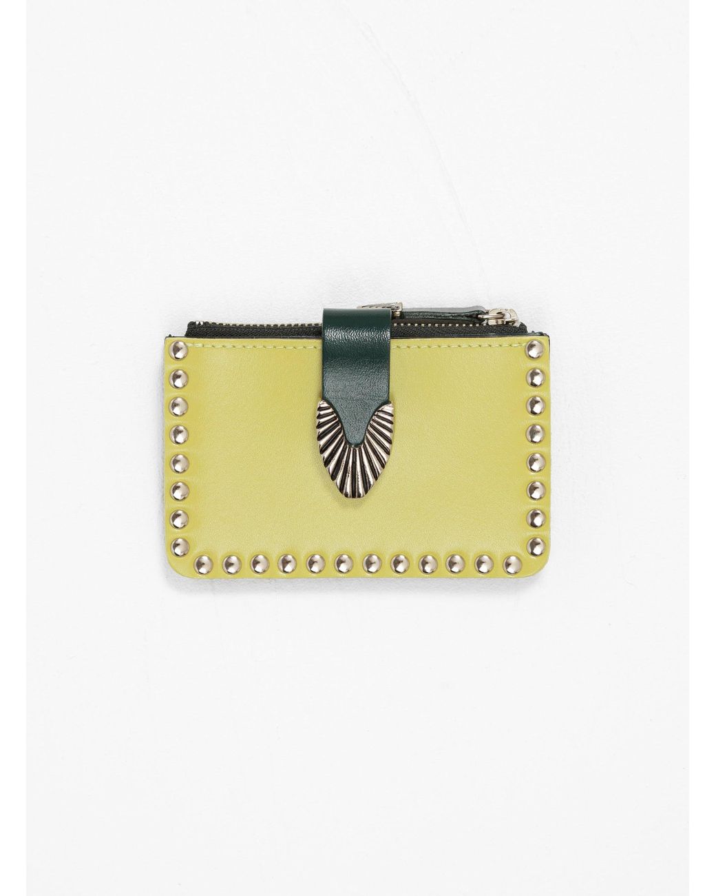 Toga Studs Small Leather Wallet Yellow & Green | Lyst Australia