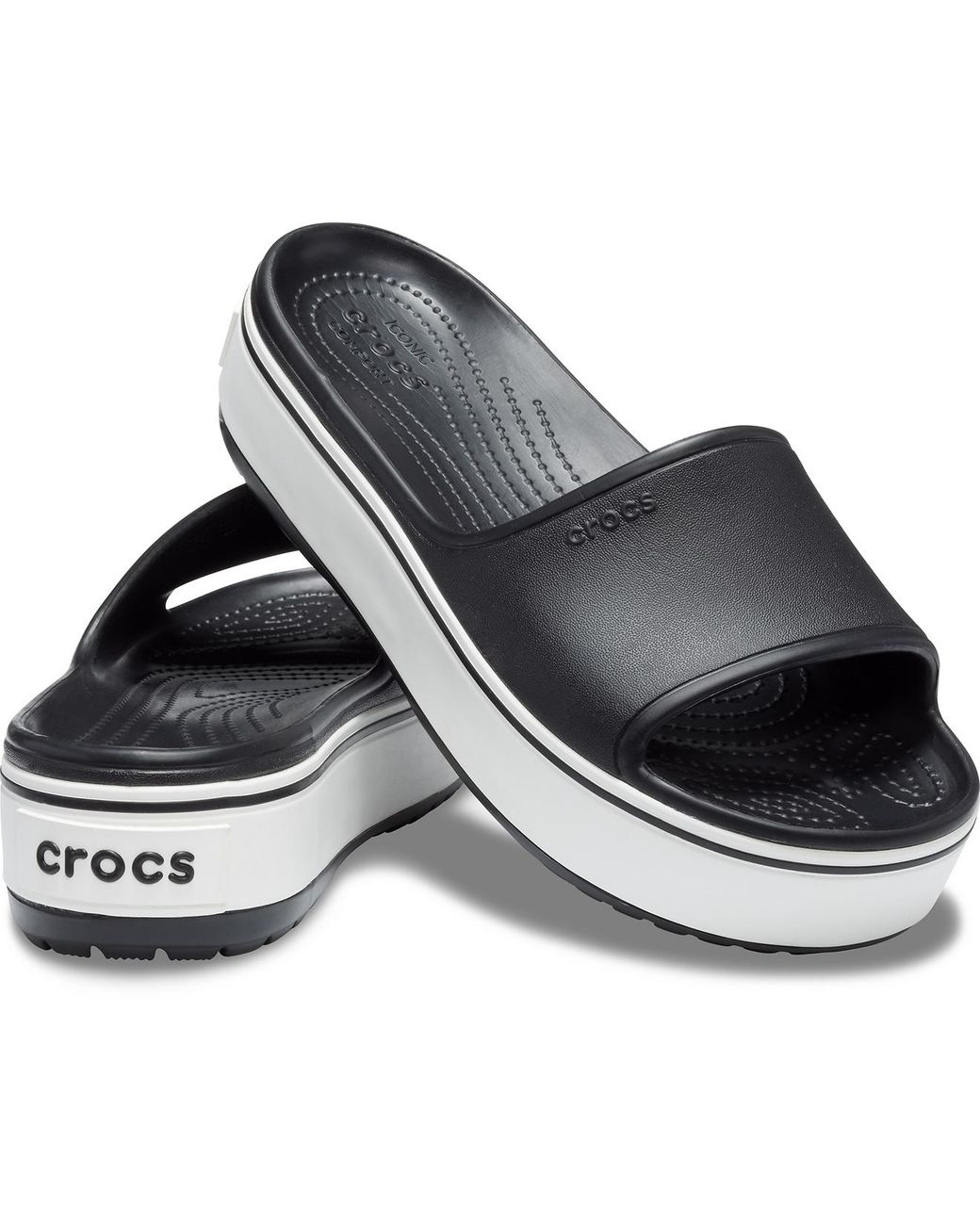 Crocs™ Adults' Crocband Platform Slide U Beach & Pool Shoes in Black ...