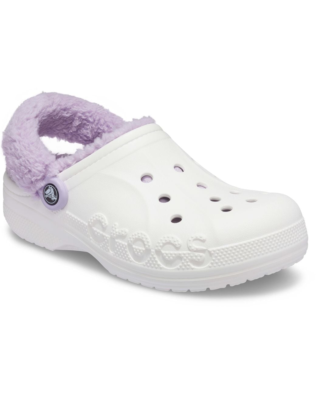CROCSTM Black Baya Lined Fuzz-Strap Clog; Winter