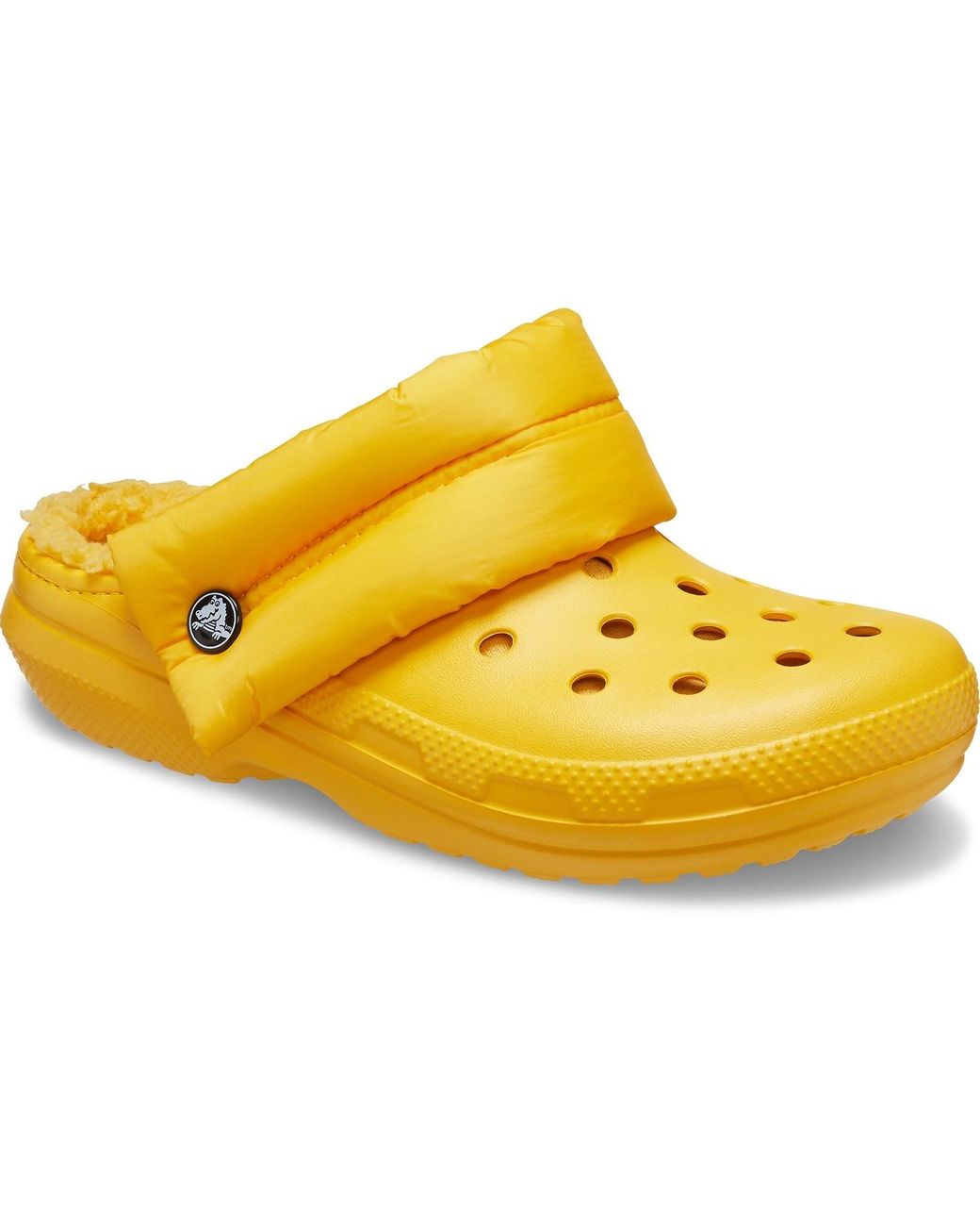 yellow puff crocs