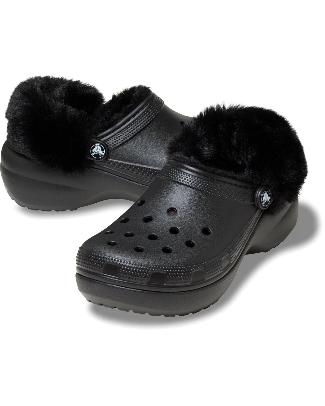 CROCSTM Black Classic Platform Fuzz Lined