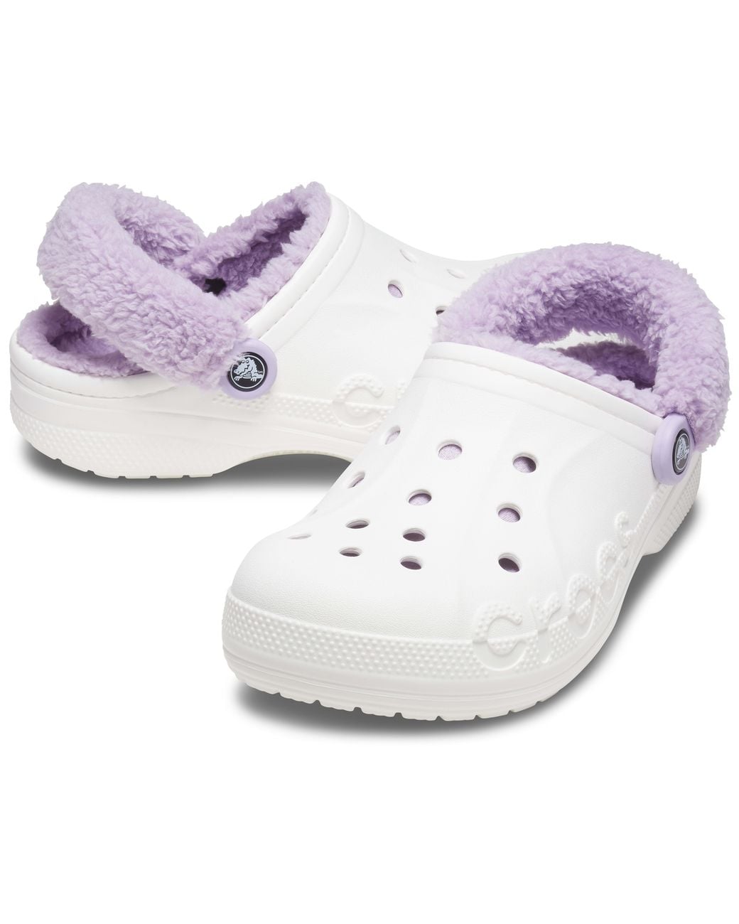 CROCSTM Black Baya Lined Fuzz-Strap Clog; Winter