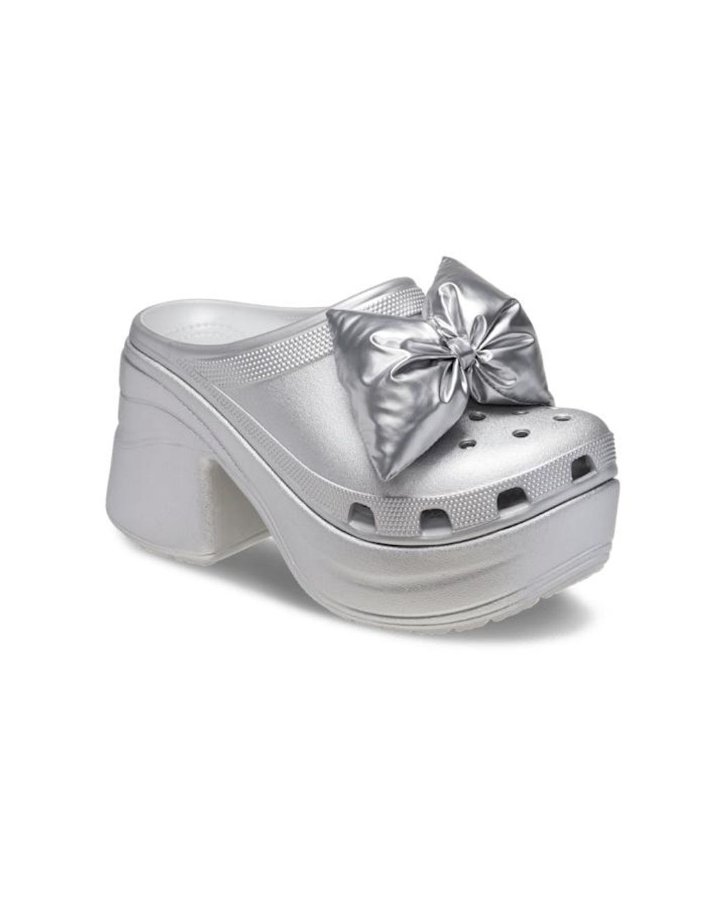 CROCS Siren Bow Clog シルバー crocs Siren Metallic Bow Clog Silver Metallic （クロックス