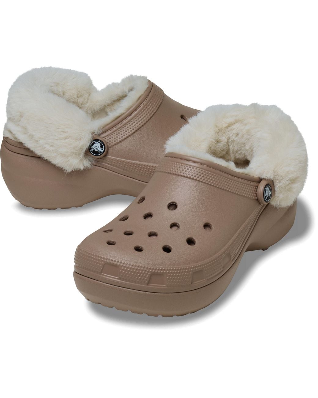 CROCSTM Black Classic Platform Fuzz Lined Clog