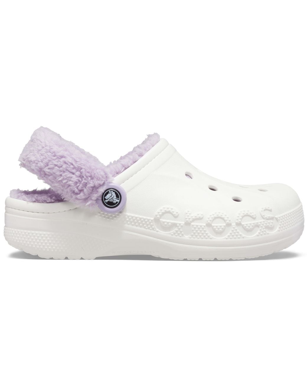 CROCSTM Black Baya Lined Fuzz-Strap Clog; Winter