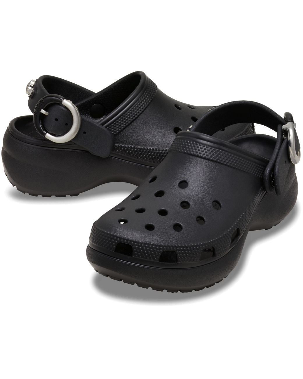 CROCSTM Black Classic Platform Studded Buckle