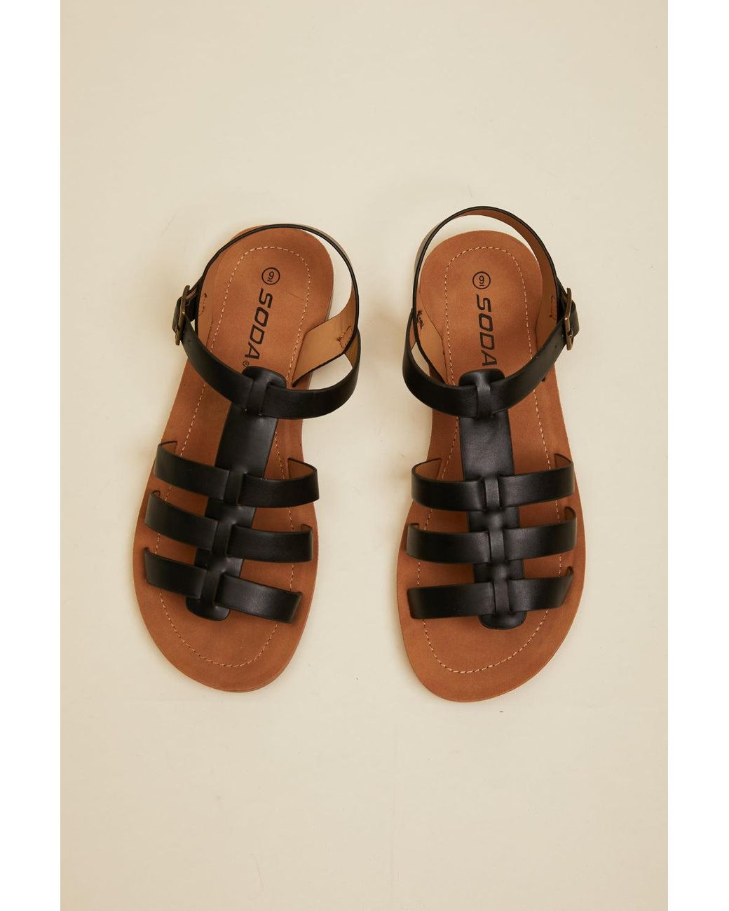 Crystal Wardrobe Soda Stand By Me Gladiator Sandals in Black | Lyst
