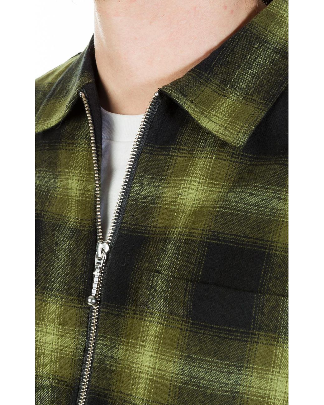 Stussy Cotton Zip Up Shadow Plaid Ls Shirt in Green for Men | Lyst