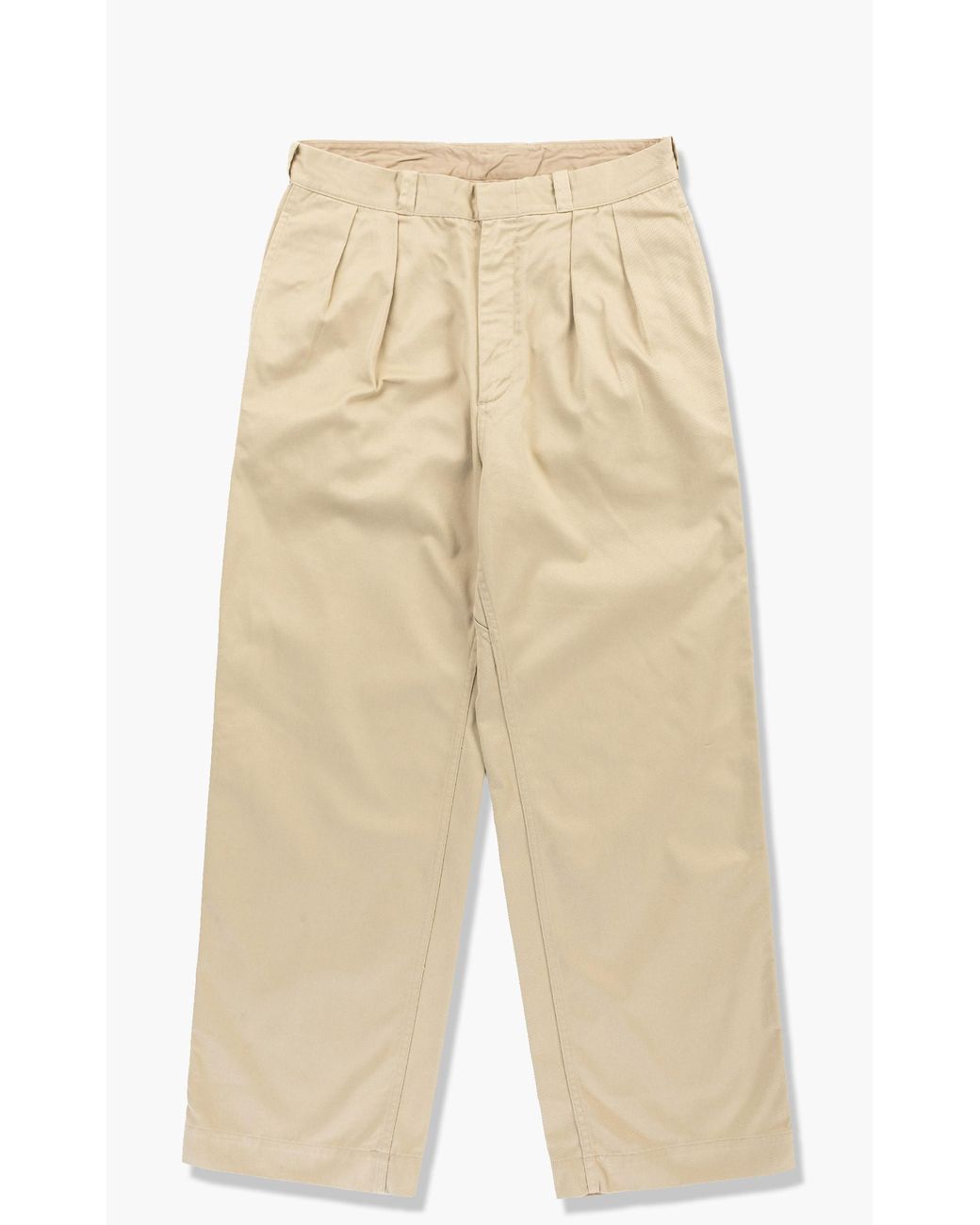 Nanamica Cotton Double Pleat Wide Chino Pants Khaki in Beige (Natural