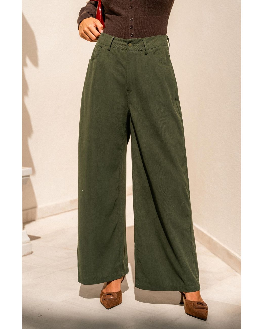 CUPSHE Wortelgroene Broek in het Green