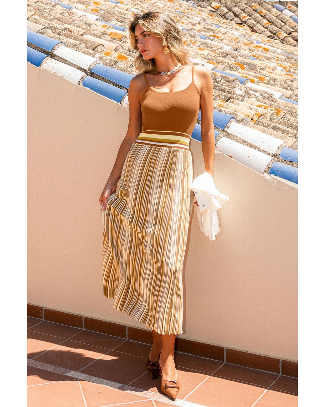 CUPSHE Modern Expression Gestreepte Maxi-Jurk in het Multicolor
