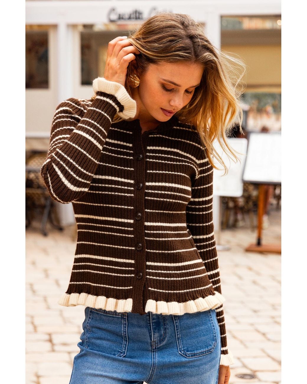 CUPSHE Prachtig Gestreept Vest in het Black