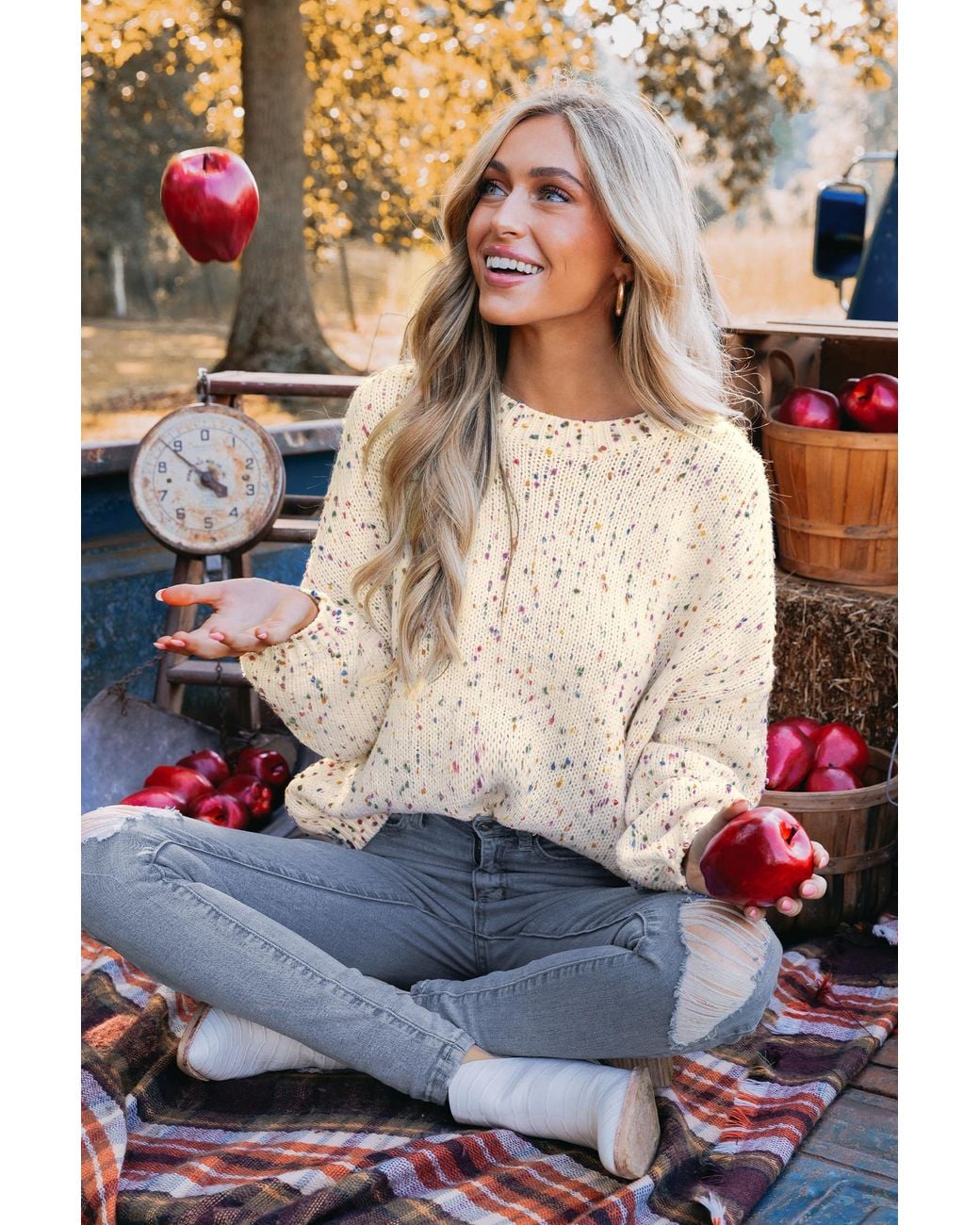 CUPSHE Gray Pom Pom Drop Sleeve Pullover