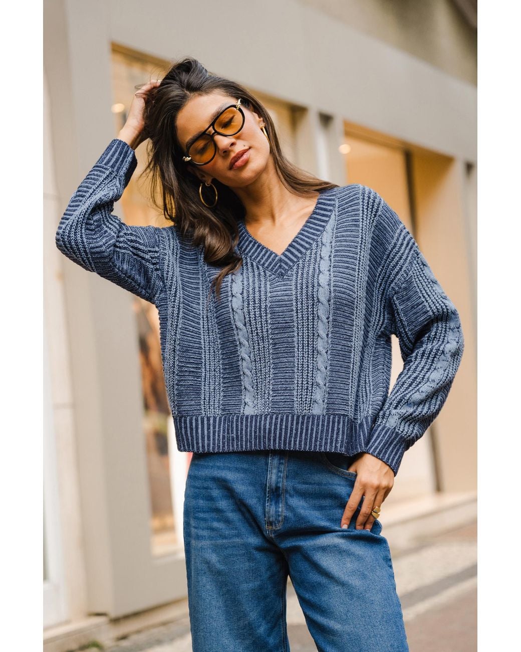 Suéter Con Talento Natural CUPSHE de color Blue