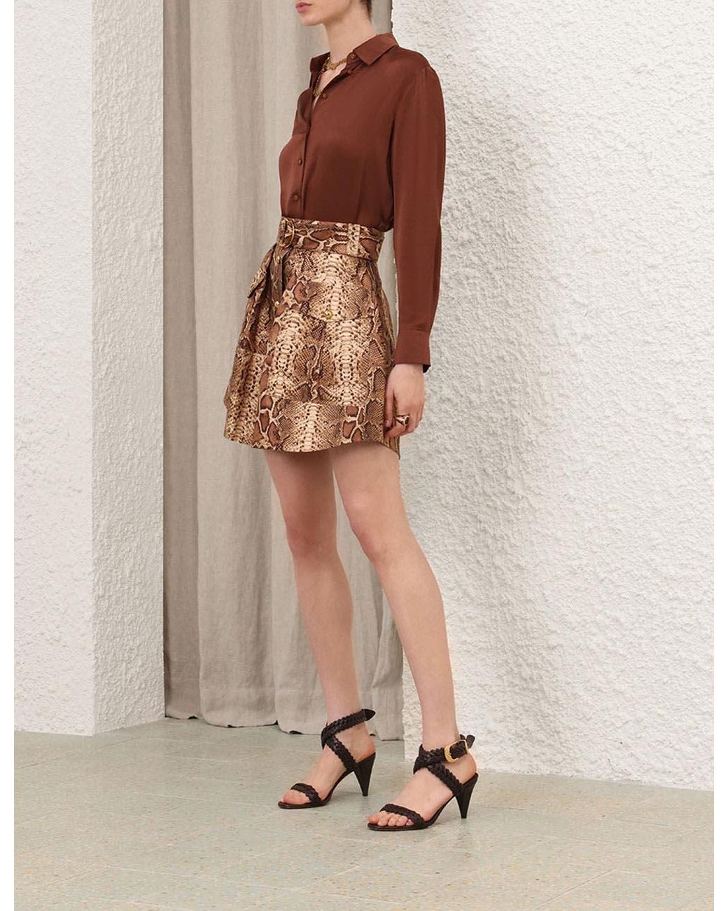 Zimmermann Brown Hypnotic Utility Mini Skirt