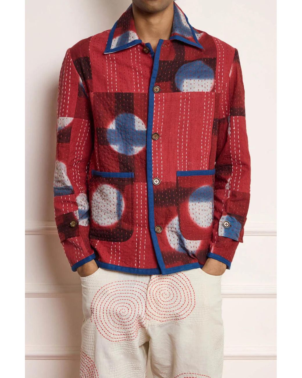 HARAGO Red Patchwork Kantha Jacket