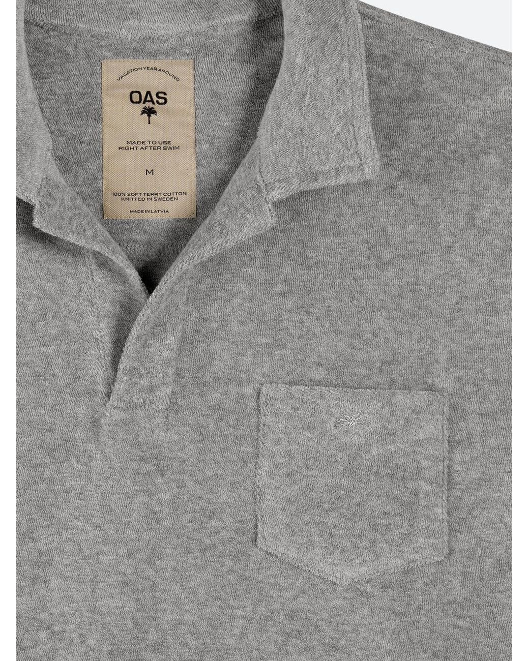 Oas Gray Solid Terry Polo for men