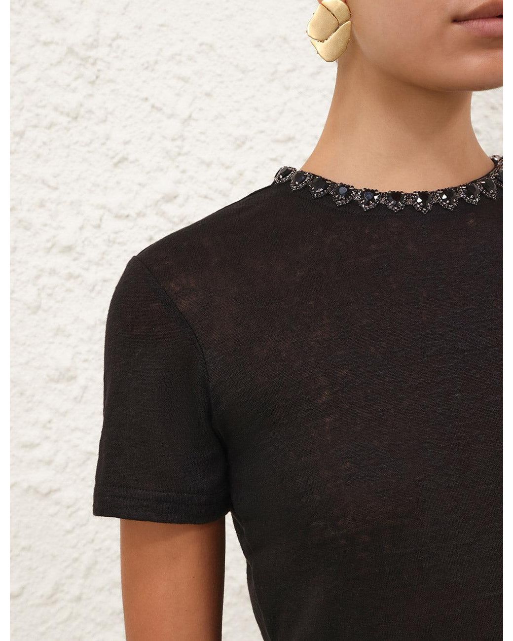 Zimmermann Black Embellished Tee