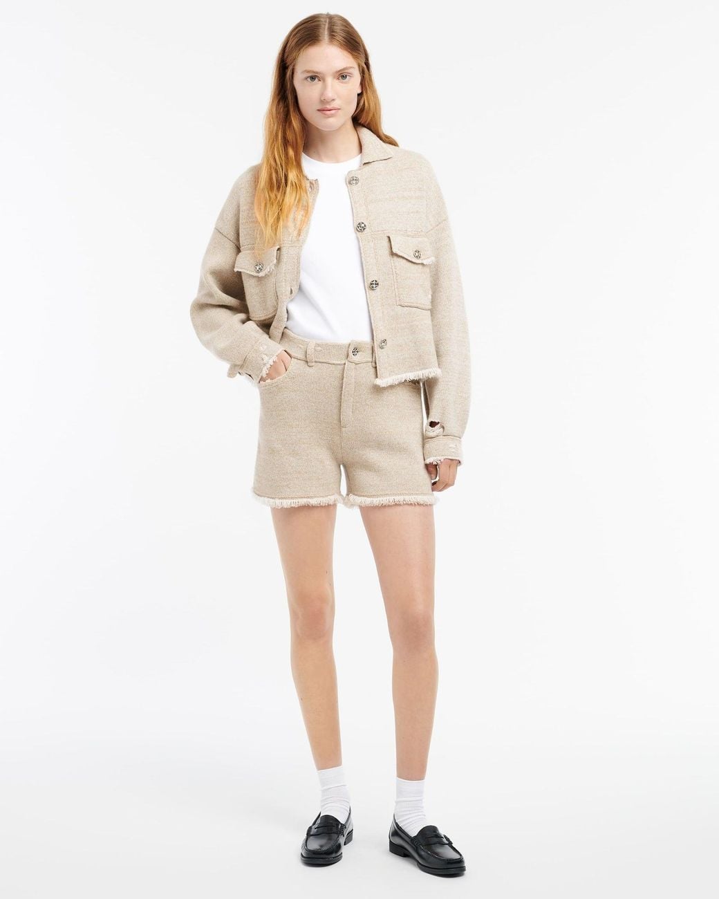 Barrie Natural Denim Fringed Jacket