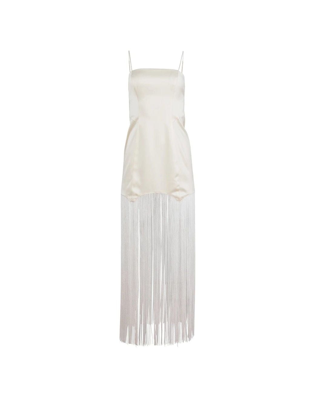 knee length dresses for ladies Jasmine Fringe Maxi Dress ~ Black Luxe Satin – Show Me Your Mumu main image 1