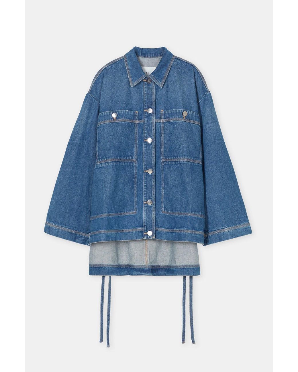 Closed Blue Blouse With Sidelong Straps