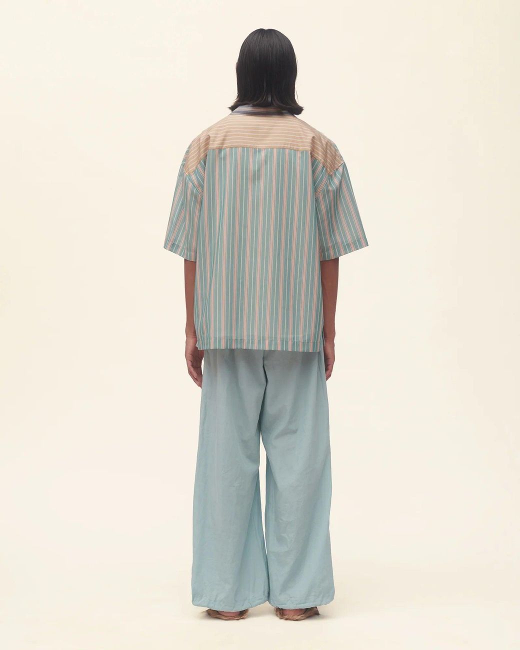 Commas Blue Striped Half Placket Shirt