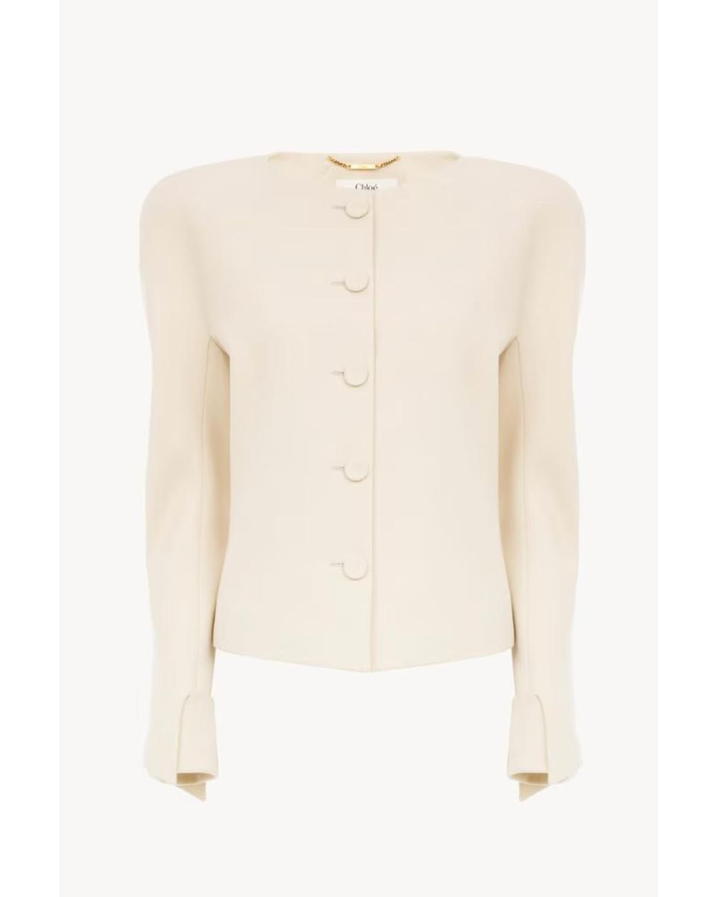Chloé White Collarless Fitted Jacket