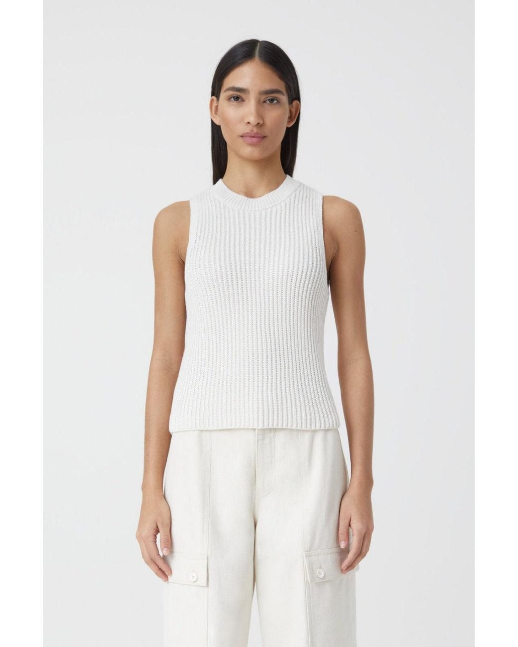 Closed White Ss Crew Neck Racer Top