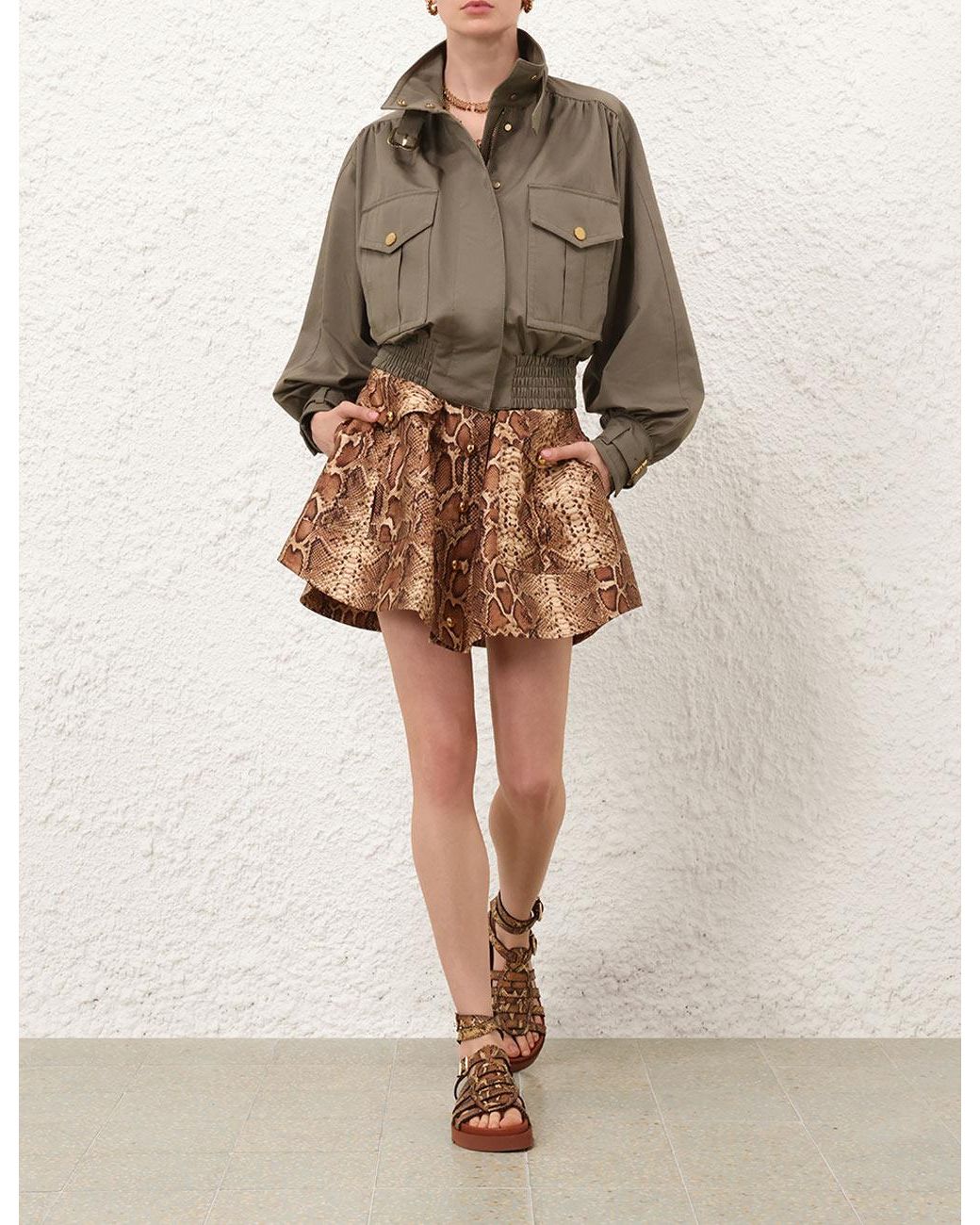 Zimmermann Brown Hypnotic Utility Mini Skirt