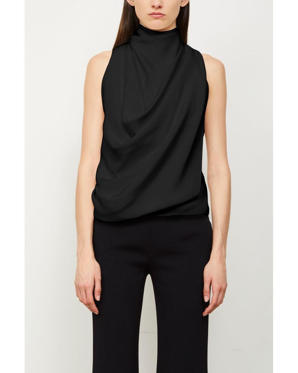 Brandon Maxwell The Lina Cowl Neck Top in Black | Lyst