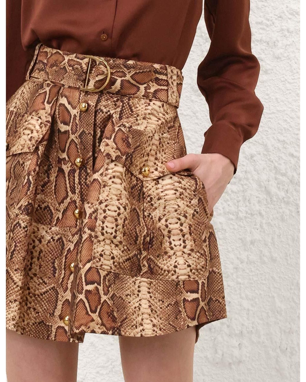 Zimmermann Brown Hypnotic Utility Mini Skirt