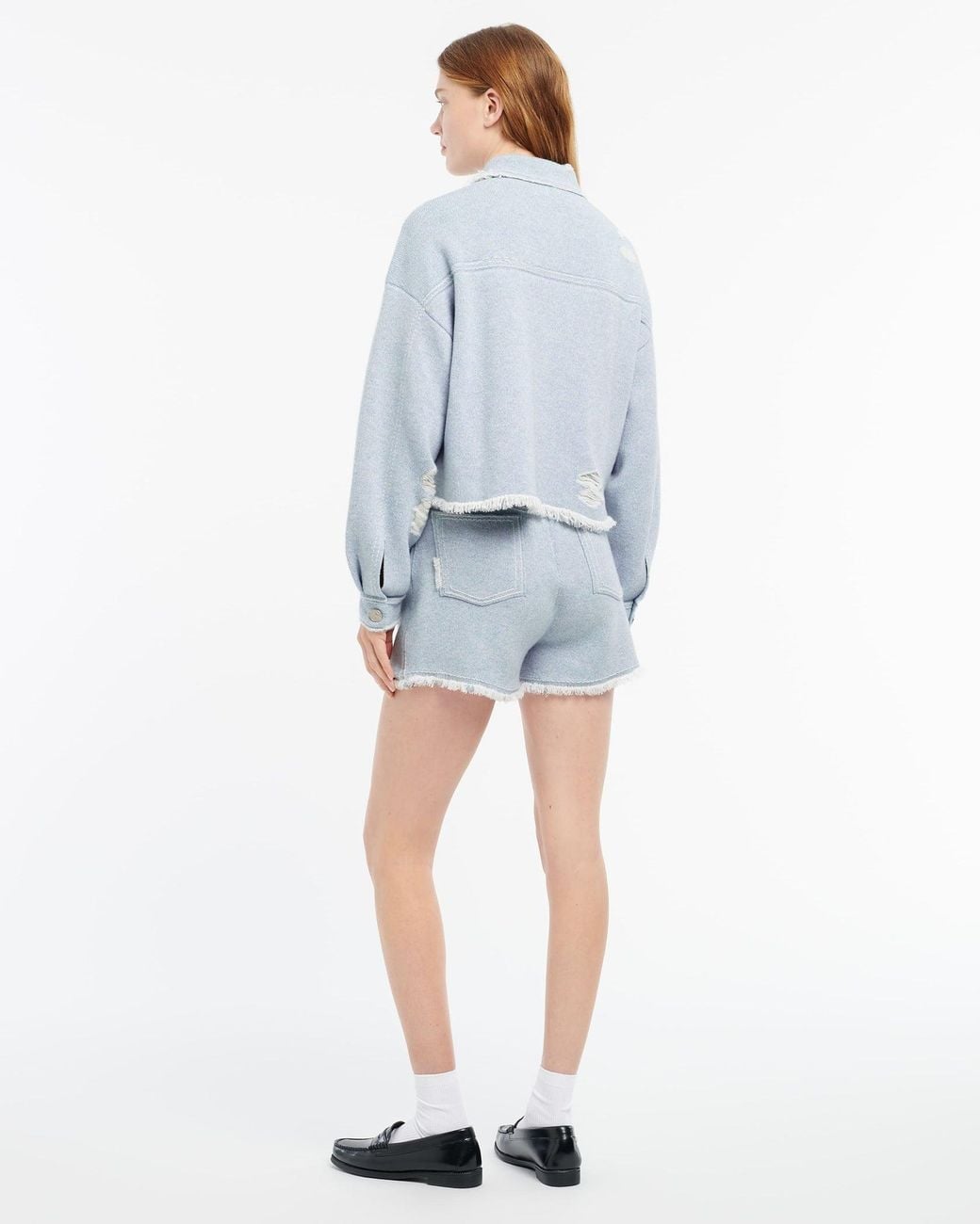 Barrie Blue Denim Fringed Jacket