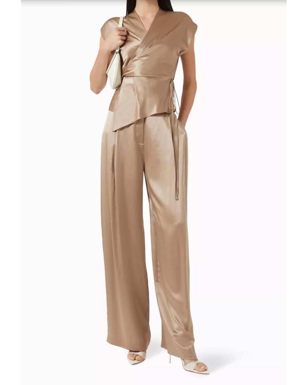 The Sei Natural Drop Sleeve Wrap Blouse