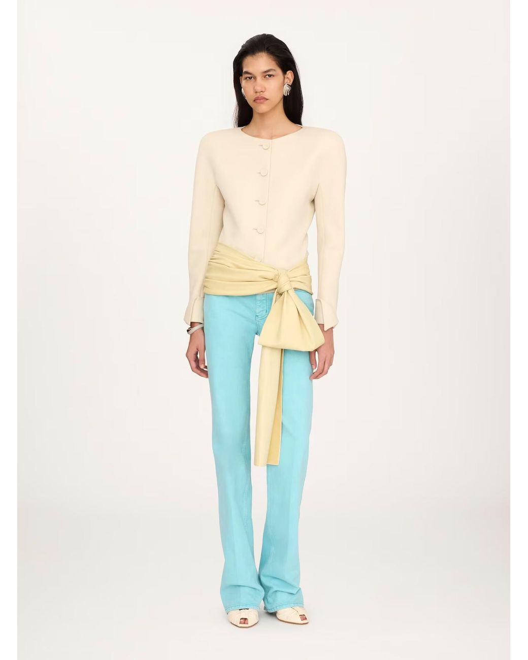 Chloé White Collarless Fitted Jacket