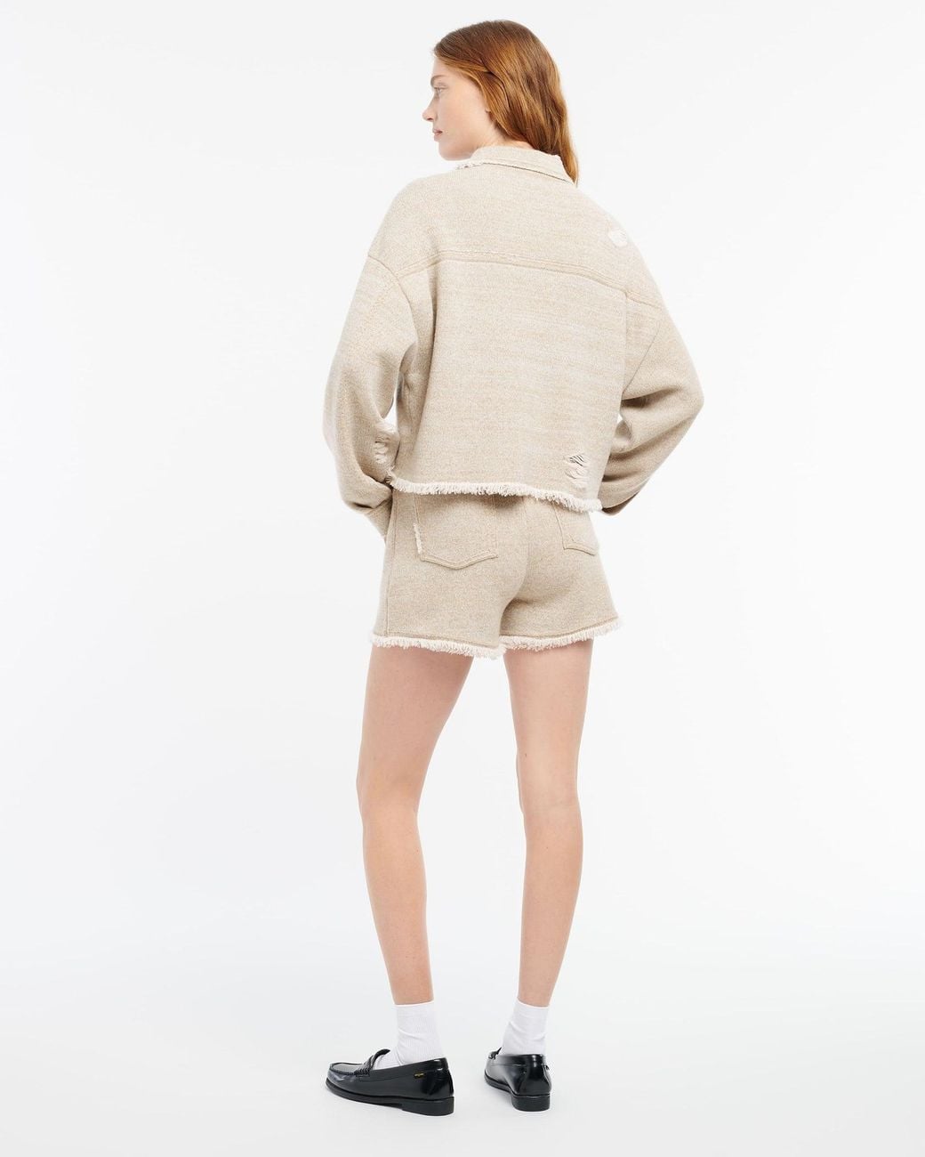 Barrie Natural Denim Fringed Jacket